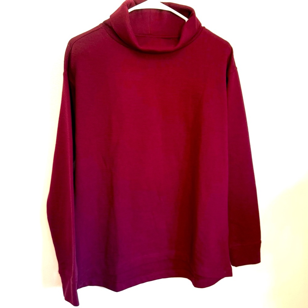 LANDS’END Women Long Sleeve Waffle Funnel Neck Top size Small